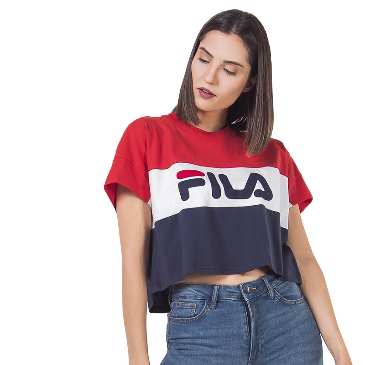 Turbina Dirección Fecha roja Remera Camiseta Fila Maya Clásica Manga Corta Casual Mujer - Mvd Sport